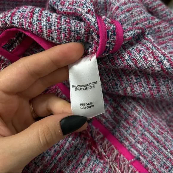 ROBBI & NIKKI Tweed Blazer Jacket Womens Small Pink Maximalist Office Fun Funky - Picture 8 of 9